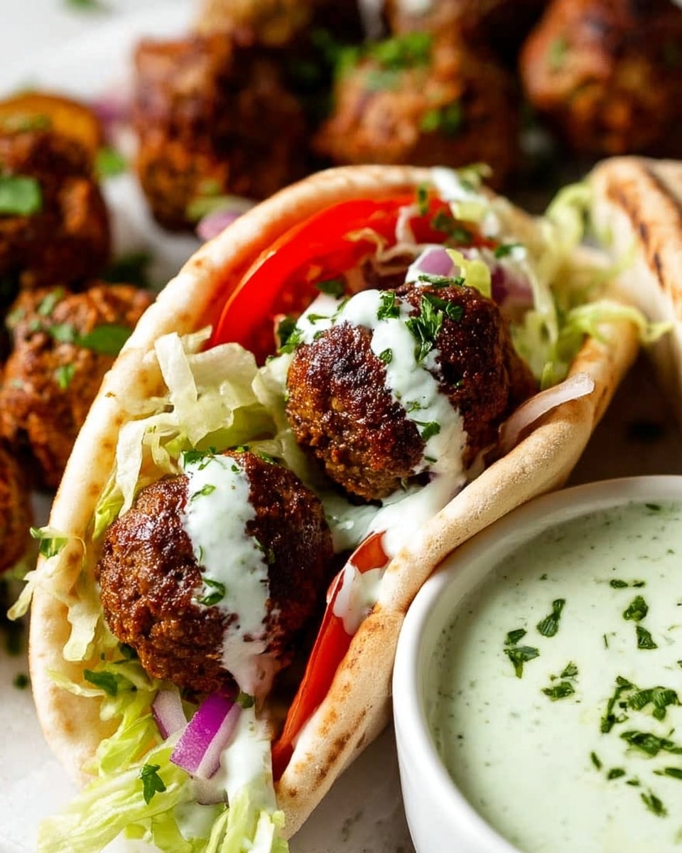 Moroccan Lamb Meatballs with Mint Yogurt Sauce in Pita Pockets Recipe