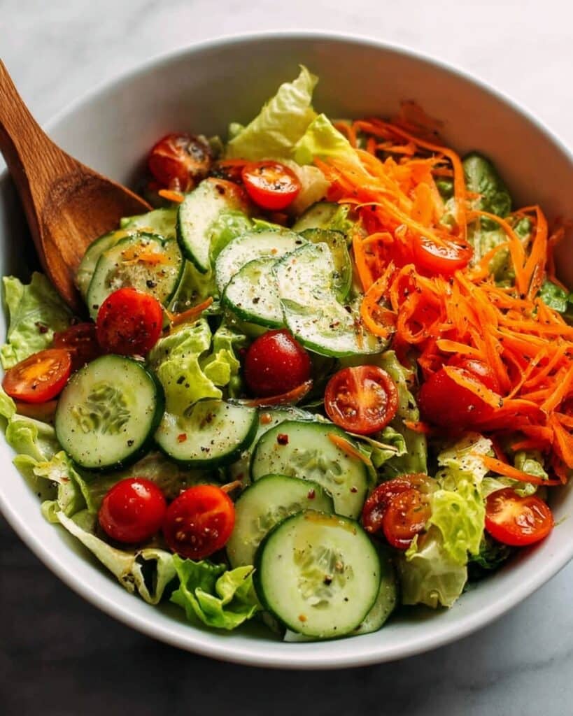 Fresh Garden Salad with Cherry Tomatoes, Cucumber, and Tangy Dijon Dressing Recipe