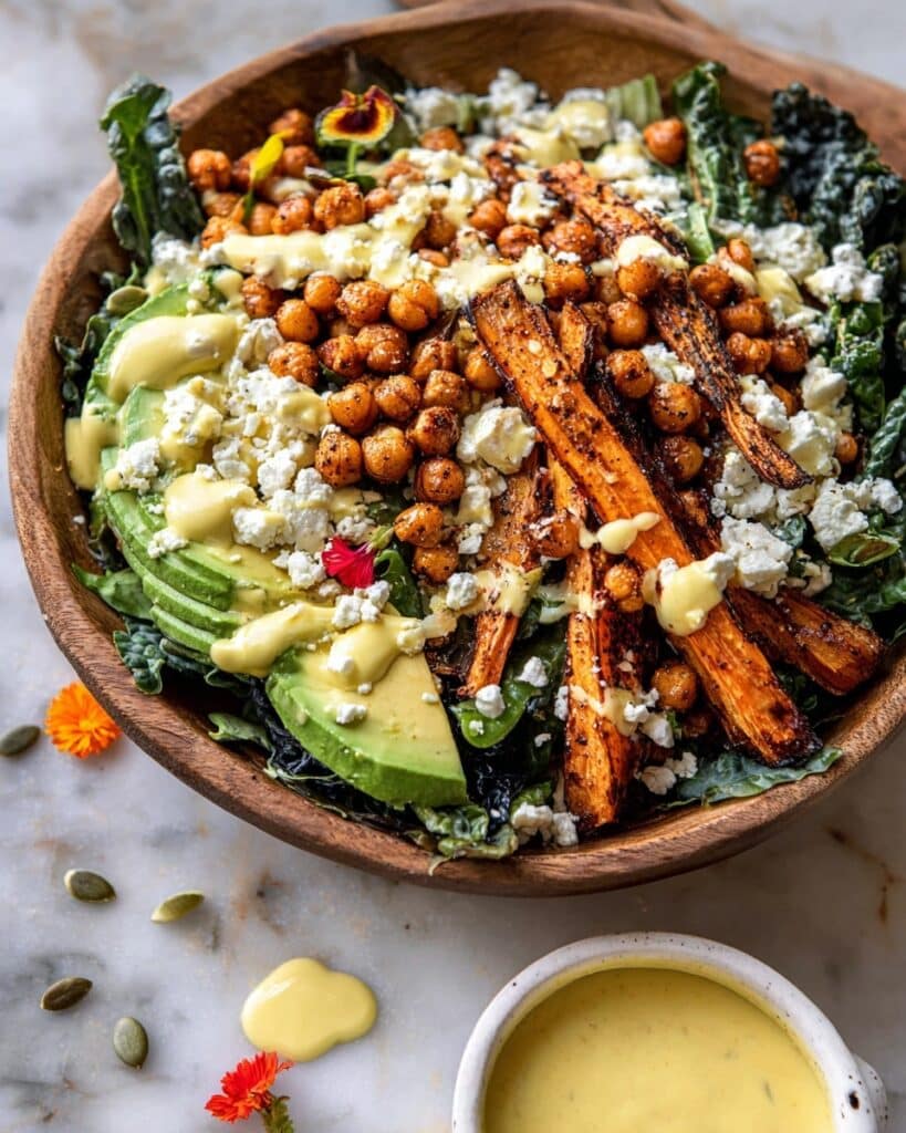 Sweet Potato Kale Salad with Creamy Honey Mustard Dressing Recipe