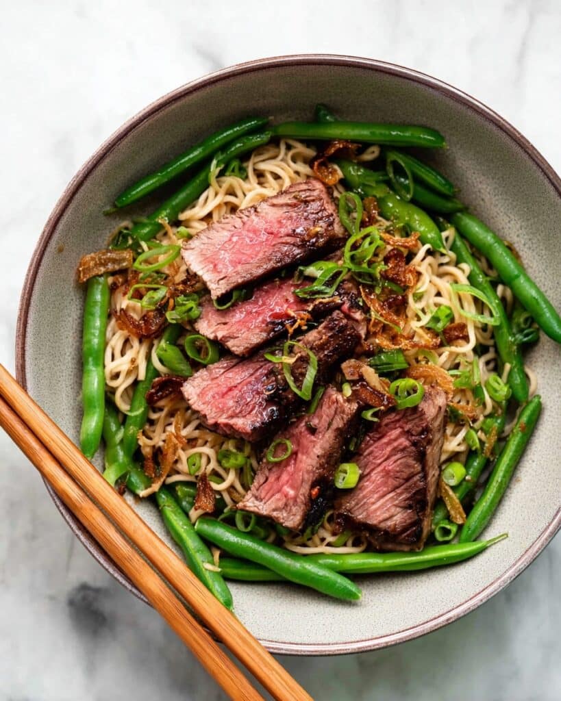 Beef Soba Noodle Bowl with Green Beans Recipe